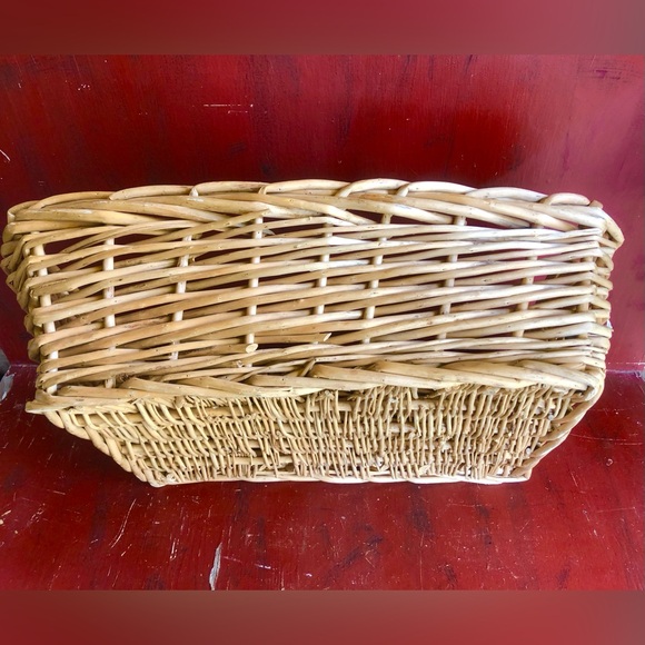 9669 VTG Heavy Woven Towel quilt throw Storage Basket Pet Bed Tan Rectangle - Picture 2 of 14